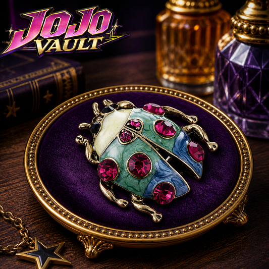 JoJo’s Bizarre Adventure Golden Wind Blue Crystal Beetle Brooch | Giorno Giovanna-Inspired Anime Style Jewelry Pin