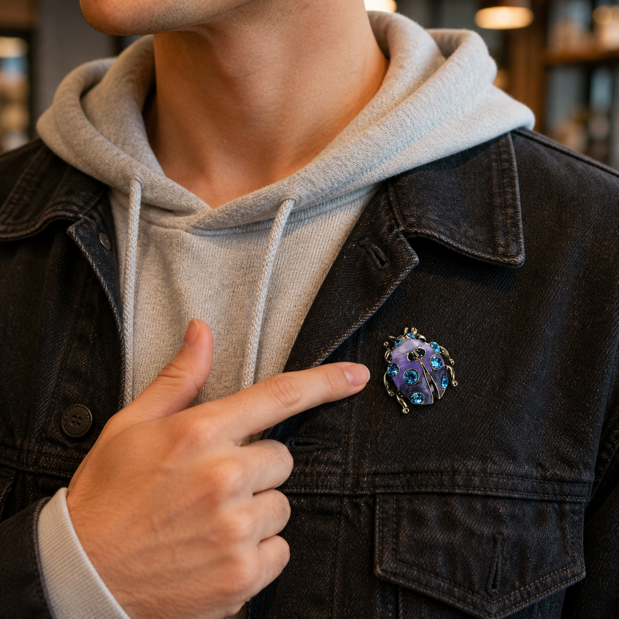 JoJo’s Bizarre Adventure Golden Wind Blue Crystal Beetle Brooch | Giorno Giovanna-Inspired Anime Style Jewelry Pin